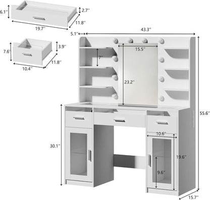 Modern LED Vanity Desk with Mirror & Storage detail 8